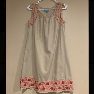 Calypso St. Barth Tan Embroidered Shift Dress